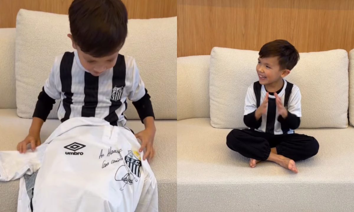 Foto do menino curitibano de cinco anos que ganhou camisa com autógrafo de Neymar