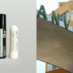 Montagem mostra o inalador Rinite Alérgica Essendris e óleos essenciais proibidos pela Anvisa, ao lado da fachada da sede da agência reguladora.