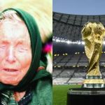 Foto da vidente Baba Vanga ao lado da taça da Copa do Mundo 2026